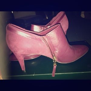 Burgundy Leather/Suede Ankle Booties